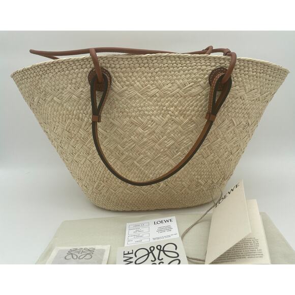 ❌❌SOLD!LOEWE PAULA IBIZA SUMMER MEDIUM ANAGRAM BASKET STRAW RAFFIA TOTE BAG NWT! - Picture 7 of 15